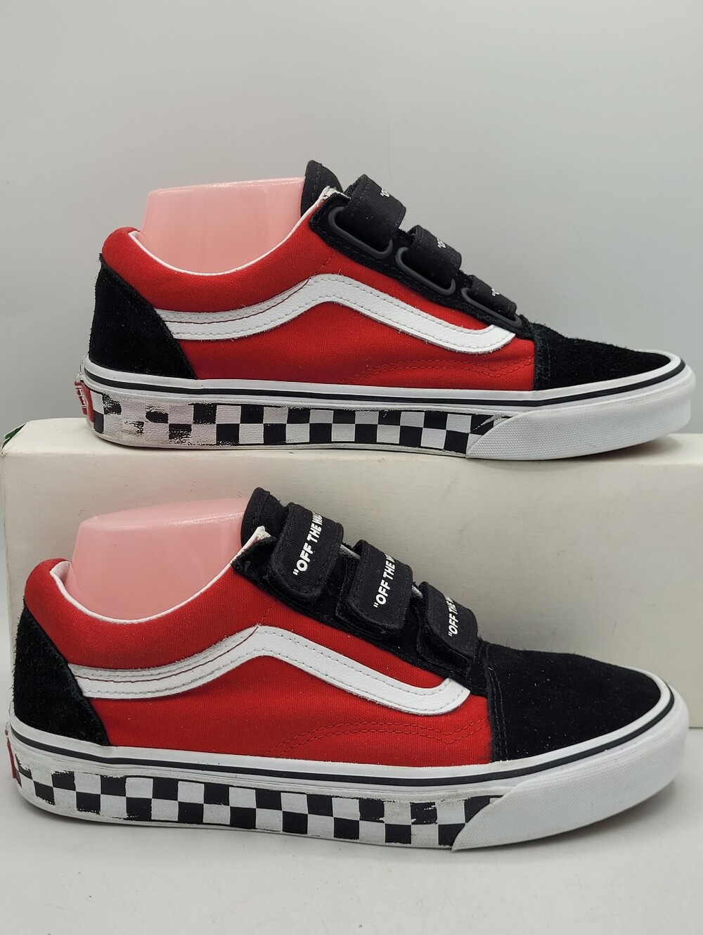 Vans Men's Old Skool Checkerboard Red & Black Sneakers Size 6.5 In Mens, 8 Women